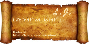 Lénárd Jolán névjegykártya
