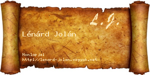 Lénárd Jolán névjegykártya